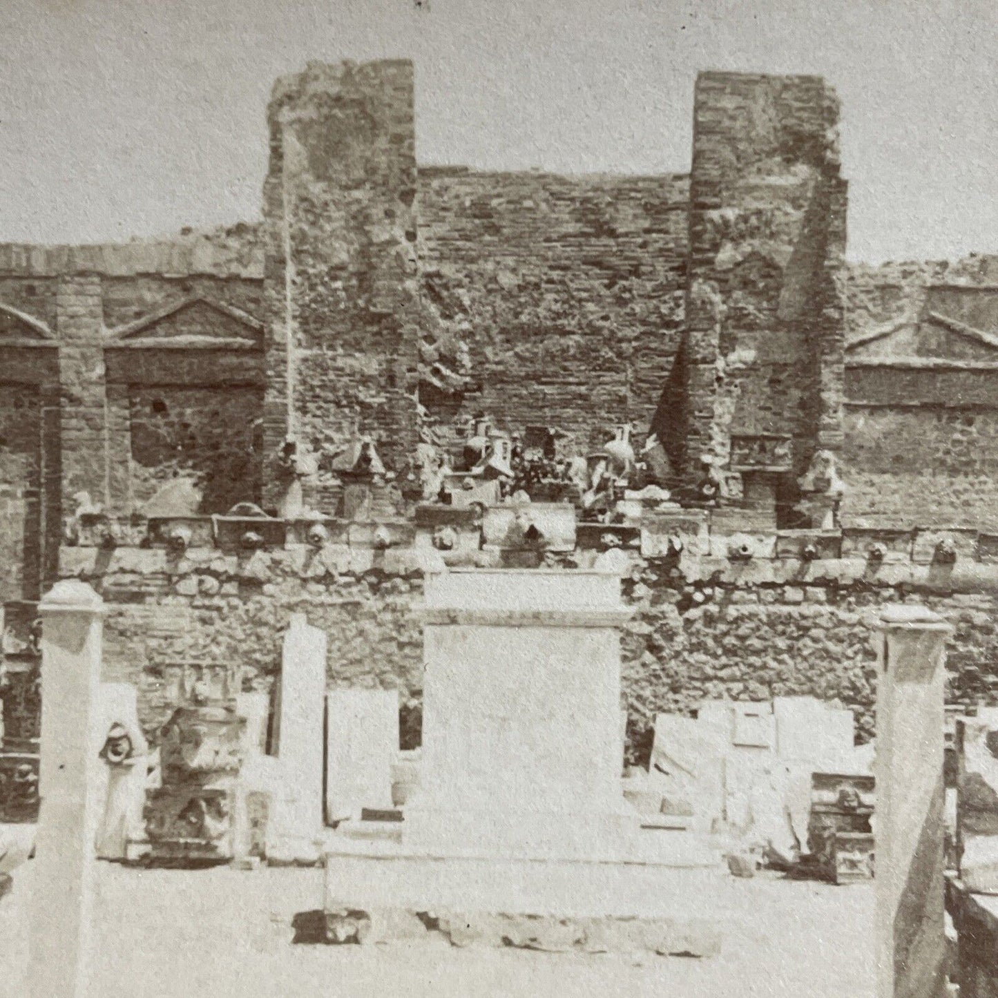 Antique 1880s Temple Of Mercury Pompeii Italy Stereoview Photo Card P4618