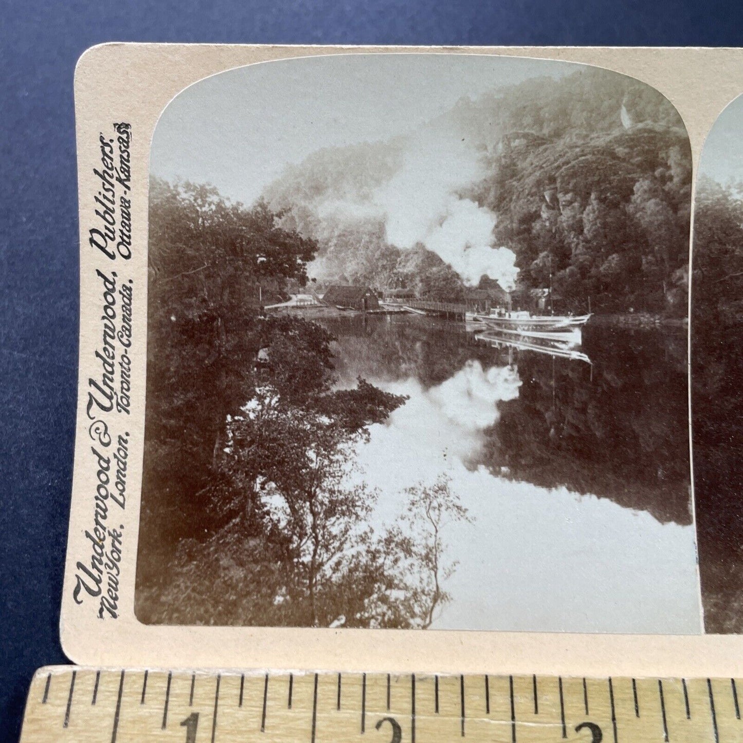 Antique 1896 Rob Roy Steamboat Loch Katrine Scotland Stereoview Photo Card P3924