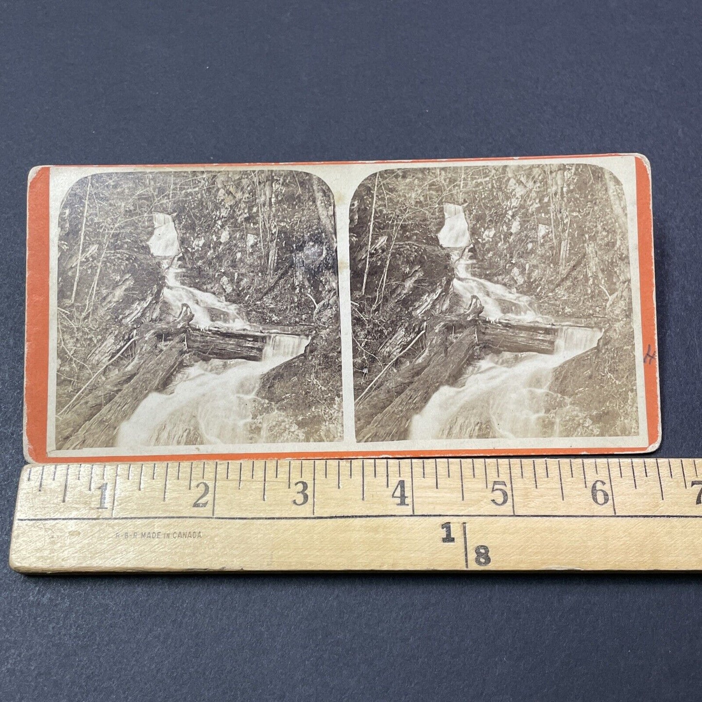 Antique 1860s Morey's Gorge Flume Fairlee Vermont Stereoview Photo Card V2105