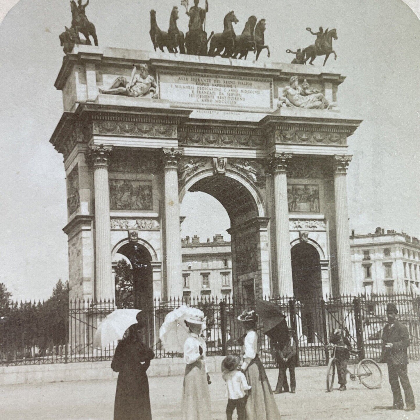 Antique 1890s Arch Of Peace Milan Italy Stereoview Photo Card P3846