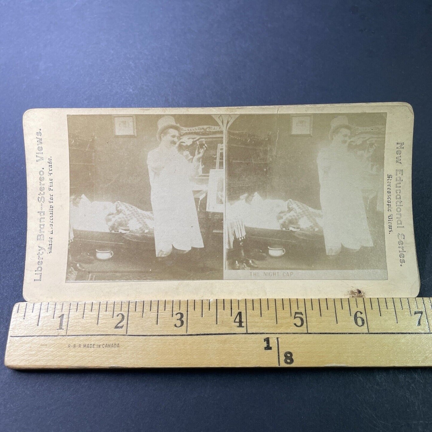 Antique 1870s Man Gets Drunk While Wife Sleeps Stereoview Photo Card P3383