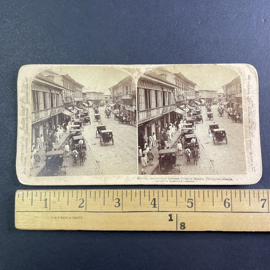 Escolta Street Manila The Philippines Stereoview Antique c1899 Y105