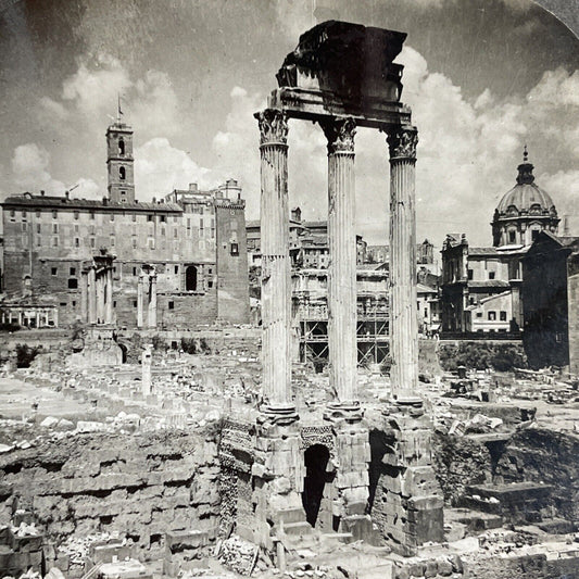 Antique 1909 The Roman Forum In Ruins Rome Italy Stereoview Photo Card P4257