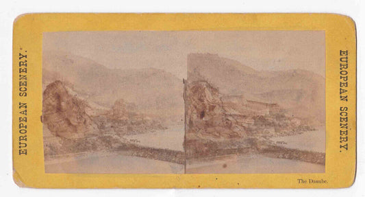 Antique 1850s Wachau Valley Danube Austria Hand-Colored Tinted Stereo Card P219