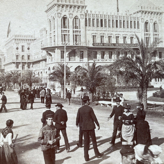 Antique 1893 International Hotel Barcelona Spain Stereoview Photo Card P4020