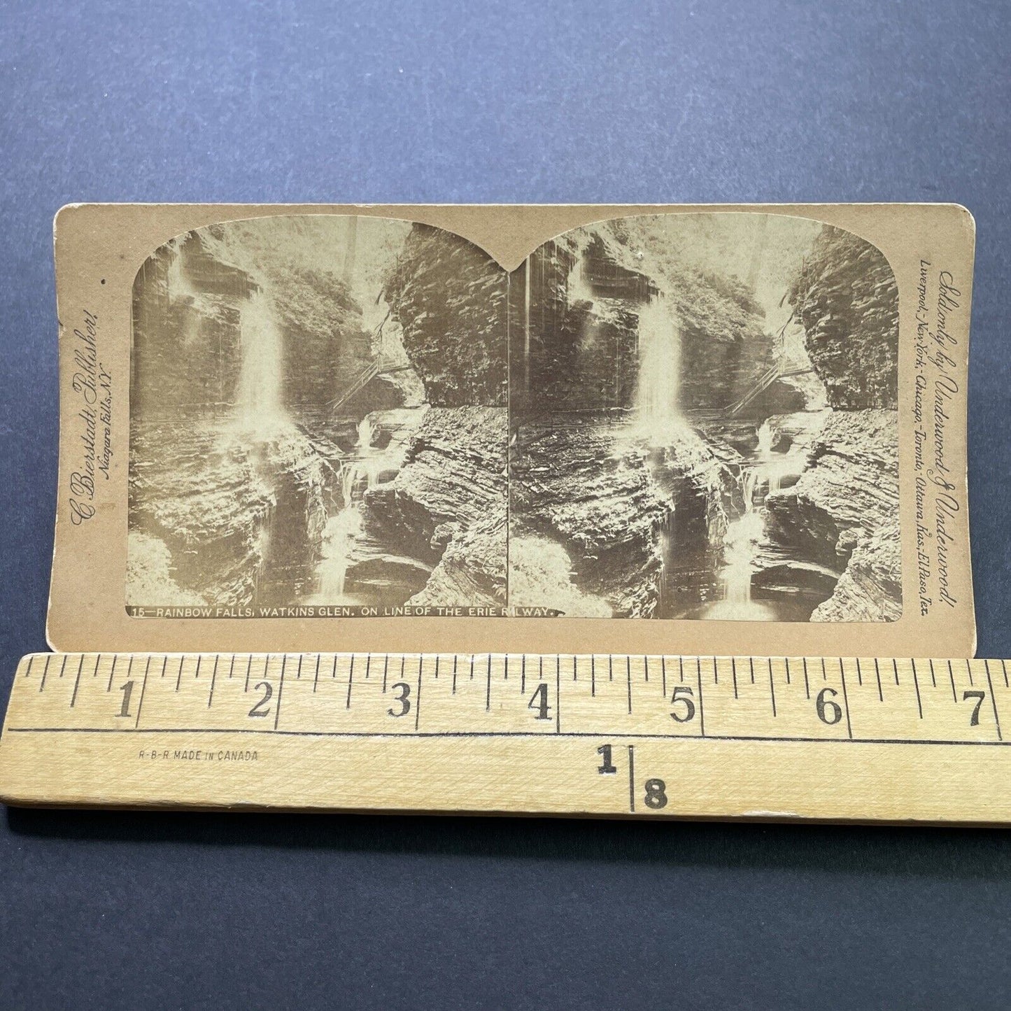 Antique 1880s Waterfalls In Watkins Glen New York Stereoview Photo Card P2400