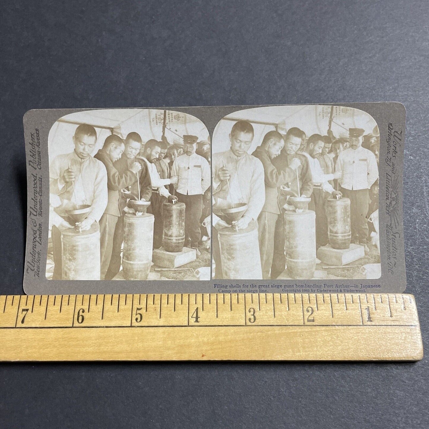 Antique 1905 Filling Shells With Gunpowder Japan Stereoview Photo Card P5582
