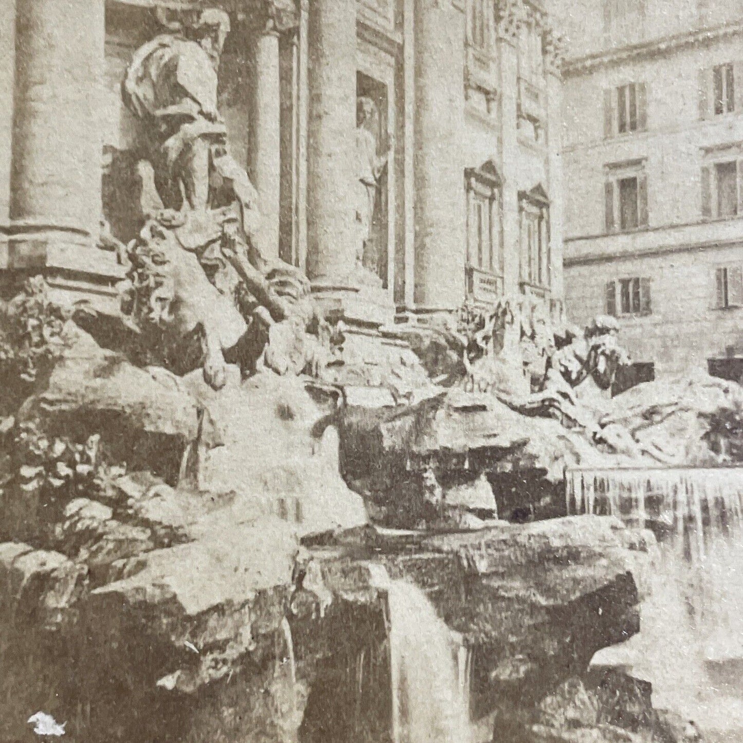 Antique 1880s The Trevi Fountain In Rome Italy Stereoview Photo Card P5167