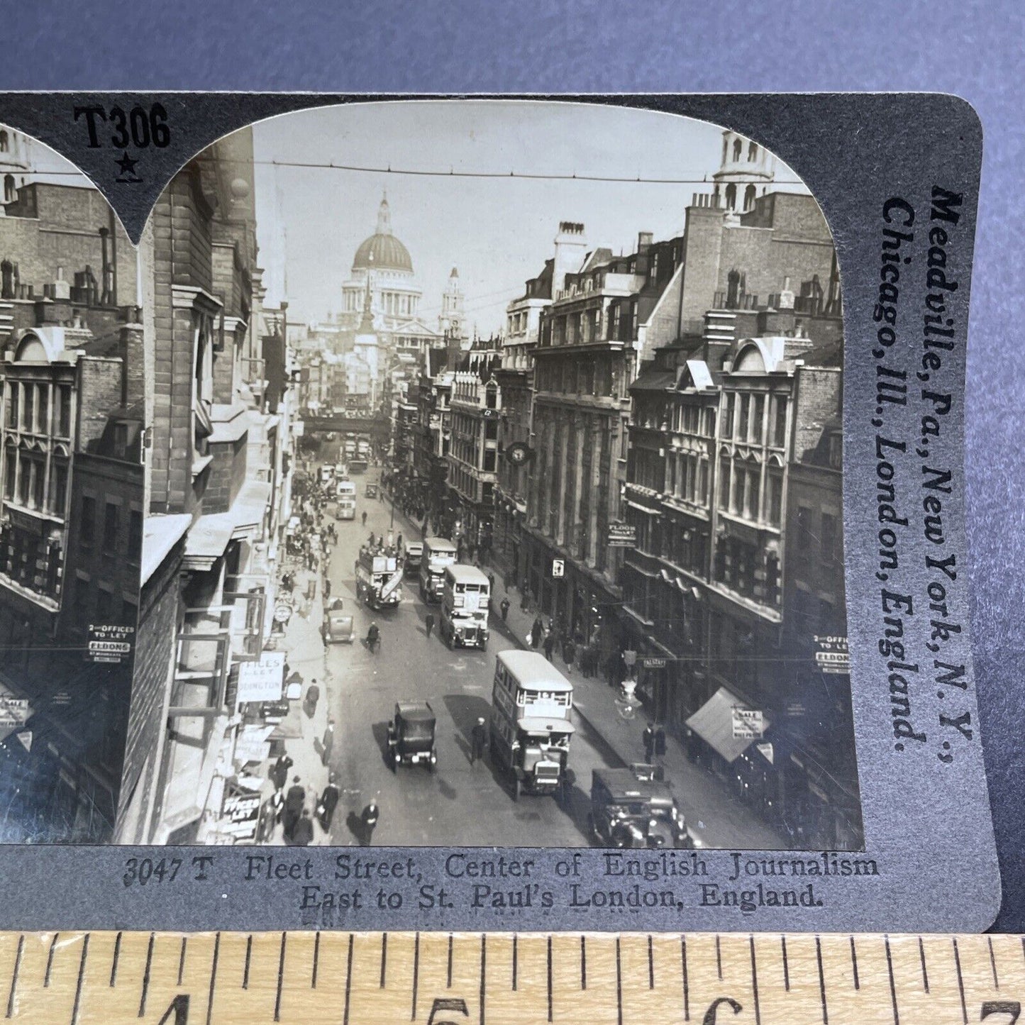 Antique 1920s Fleet Street London England Stereoview Photo Card V2851