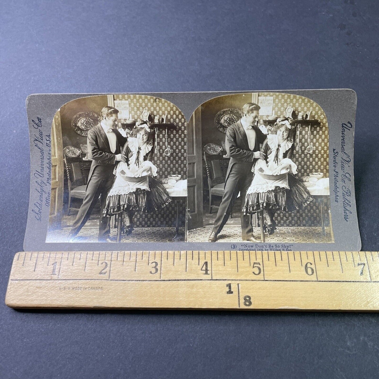 Antique 1902 Husband Flirts With French Maid Servant Stereoview Photo Card P3015