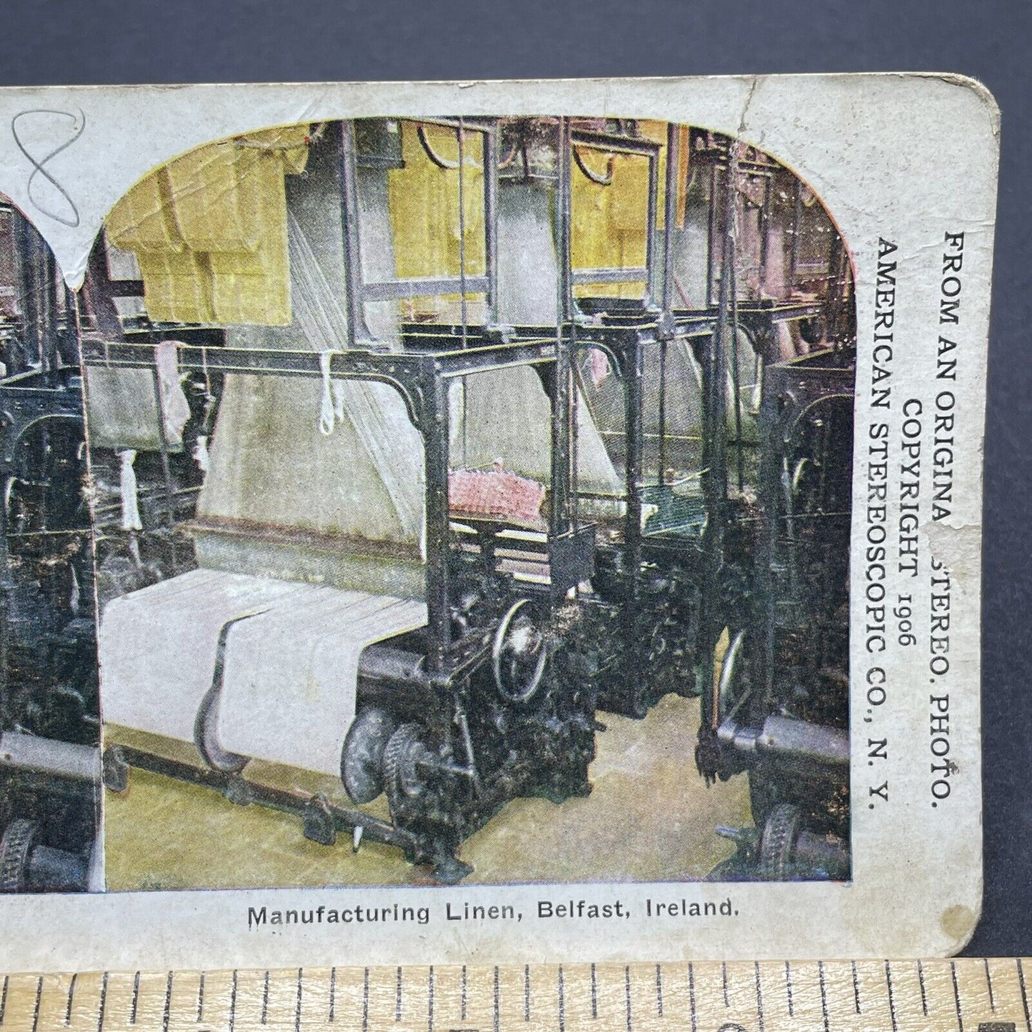 Antique 1906 Linen Factory In Belfast Ireland Stereoview Photo Card P1863