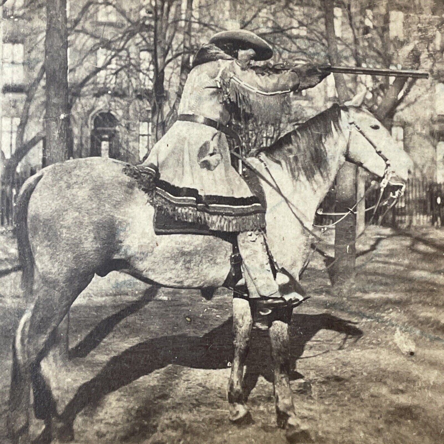 Buffalo Bill Cody Cowboy Bison Hunter Stereoview Photo Card Antique c1877 X1230