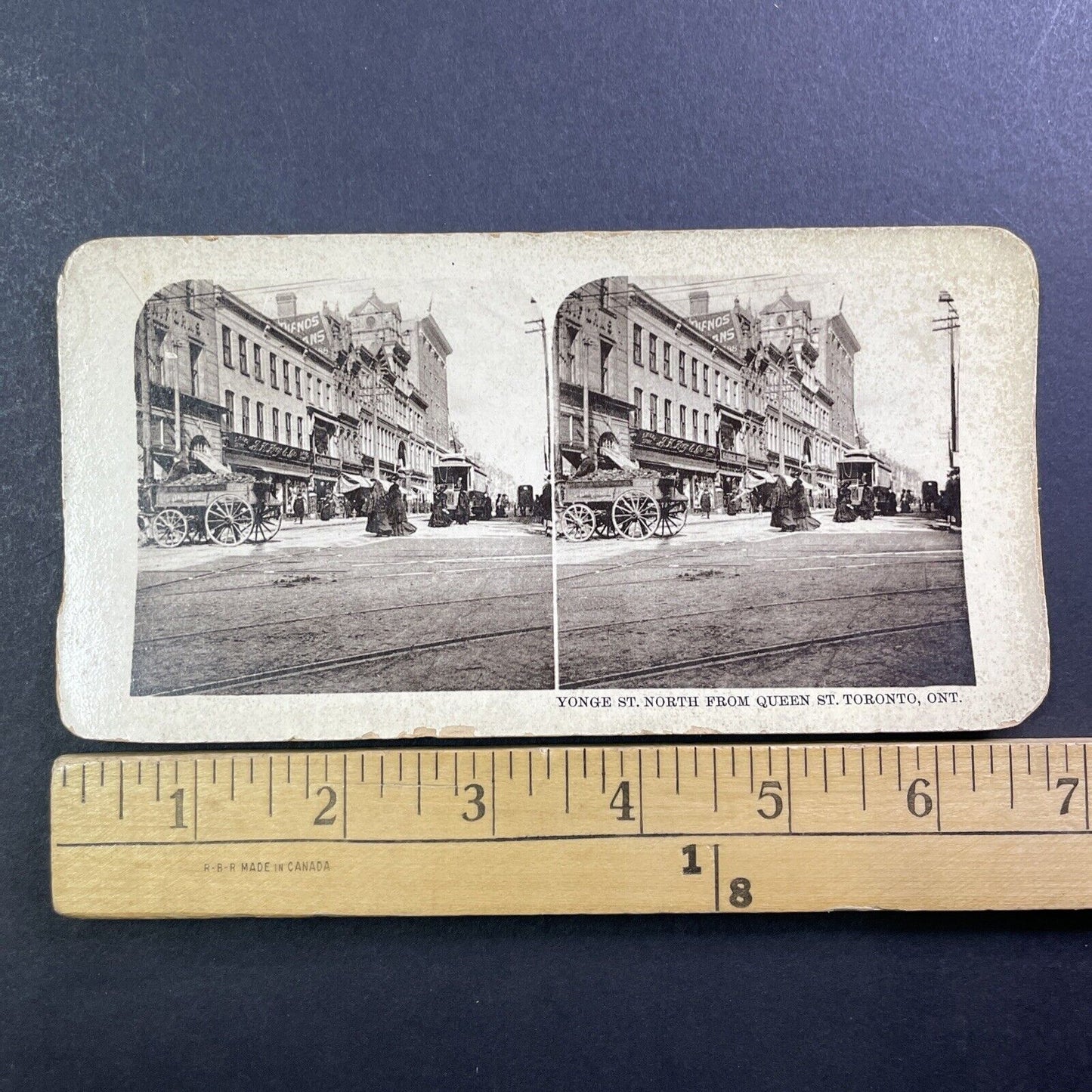 Yonge Street and Queen Street Stereoview Toronto Ontario Antique c1890s X4226