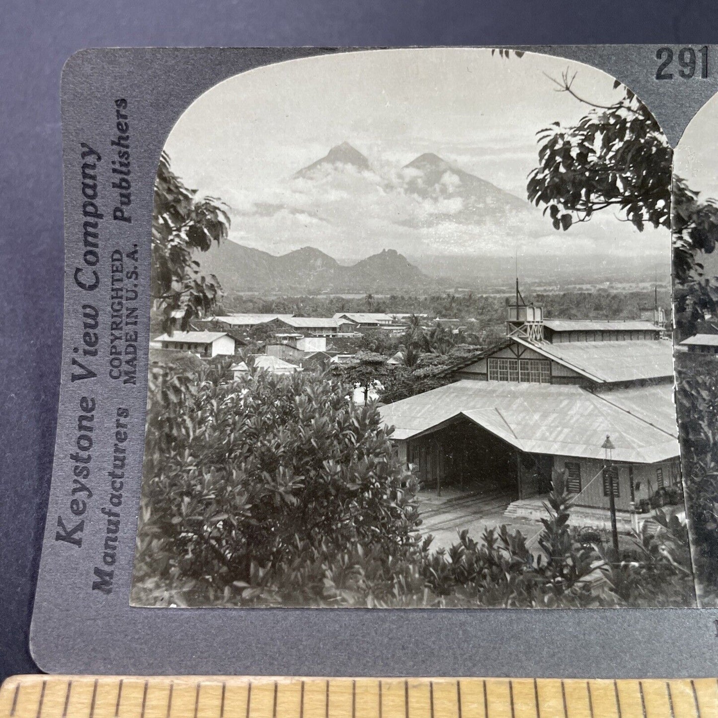 Antique 1910s Fuego Active Volcano Guatemala Stereoview Photo Card P3690