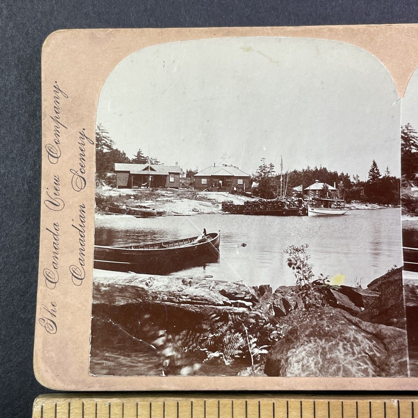 Honey Harbour Beausoleil Muskoka Ontario Canada Stereoview Antique c1899 Y484