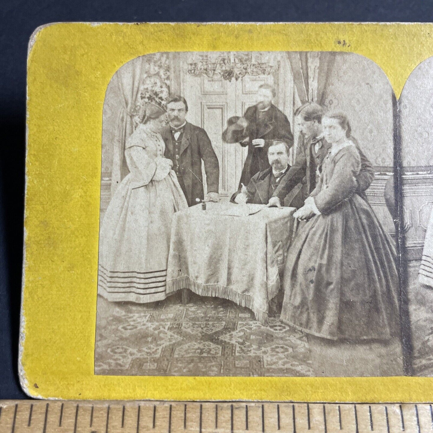 Antique 1870s US Politicians Sign A Bill Law Order Stereoview Photo Card P4726