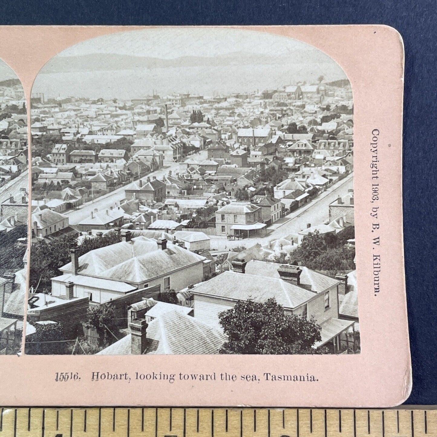 Hobart Tasmania Australia City View Stereoview BW Kilburn Antique c1903 X3509