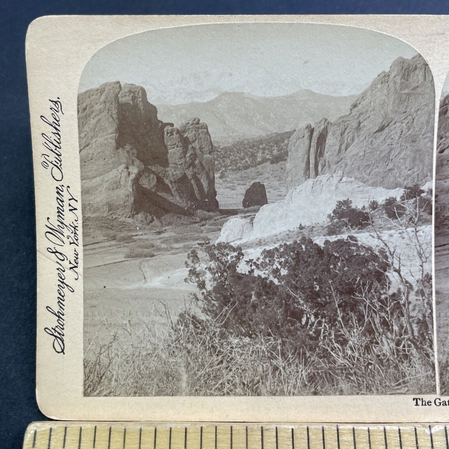 Antique 1898 Pike's Peak Garden Of The Gods Colorado Stereoview Photo Card V517