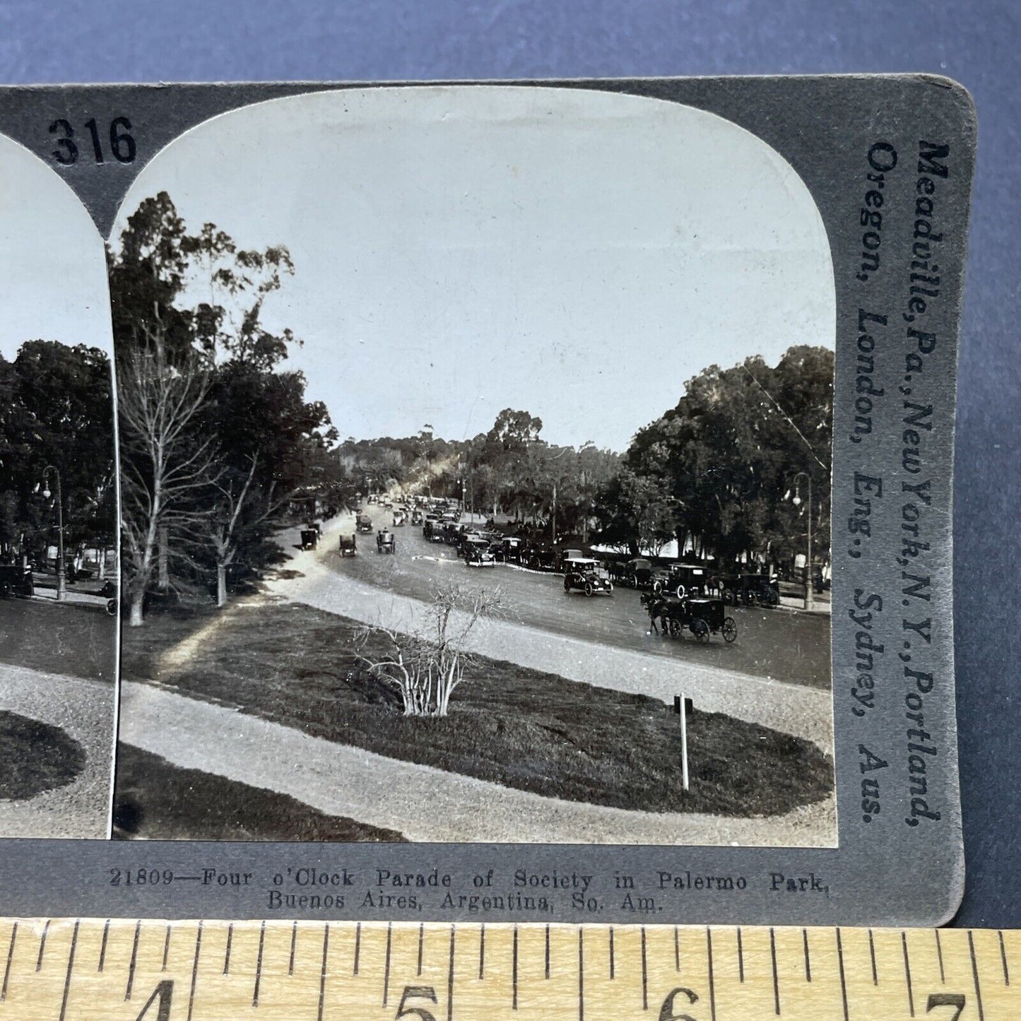 Antique 1920s Buenos Aires Argentina Palermo Park Stereoview Photo Card P2498