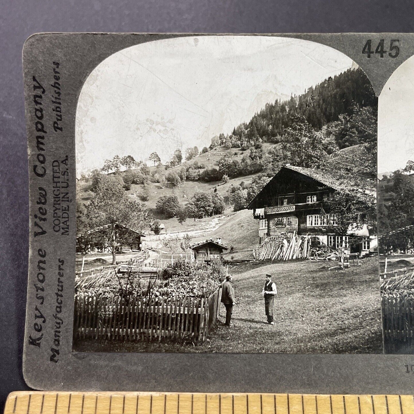 Antique 1910s Grindelwald Village Switzerland Swiss Stereoview Photo Card P3751