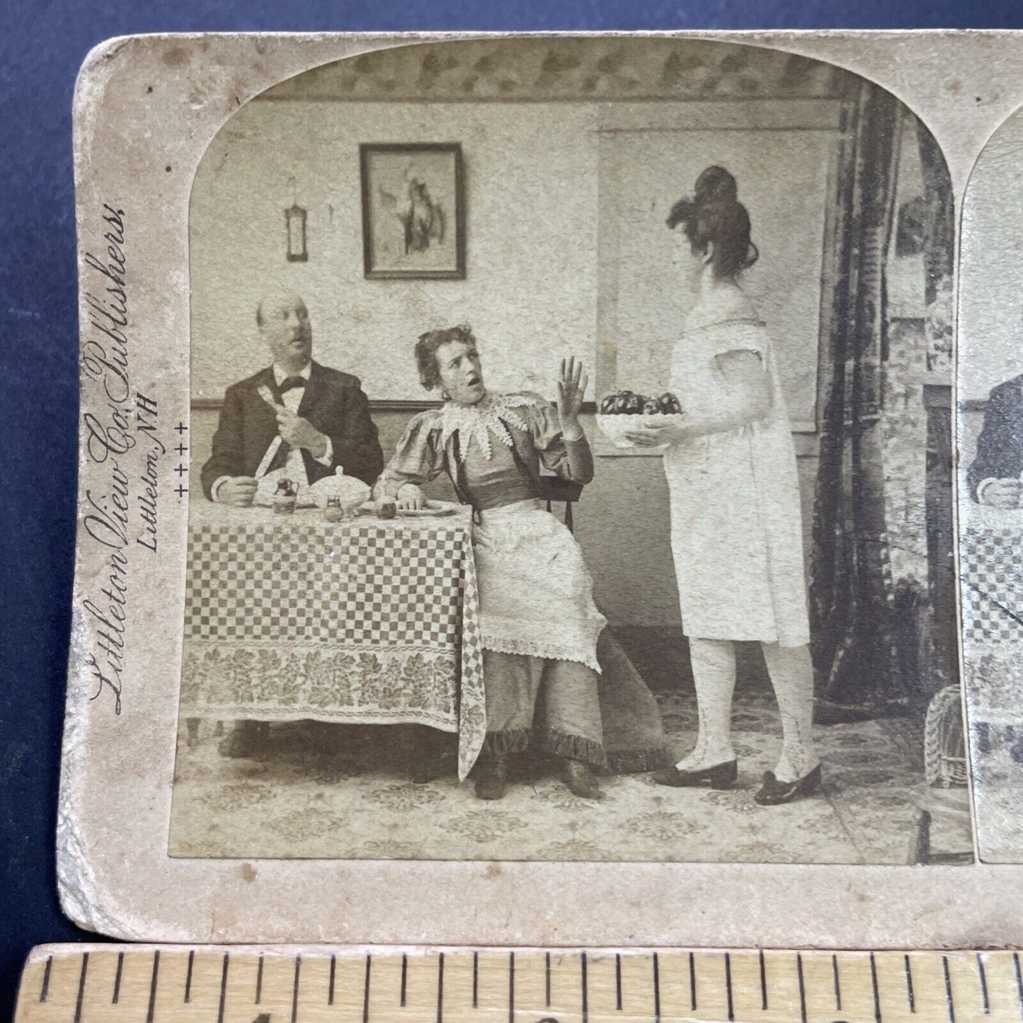 Antique 1895 Maid Woman In Underwear Slip Stereoview Photo Card P3509