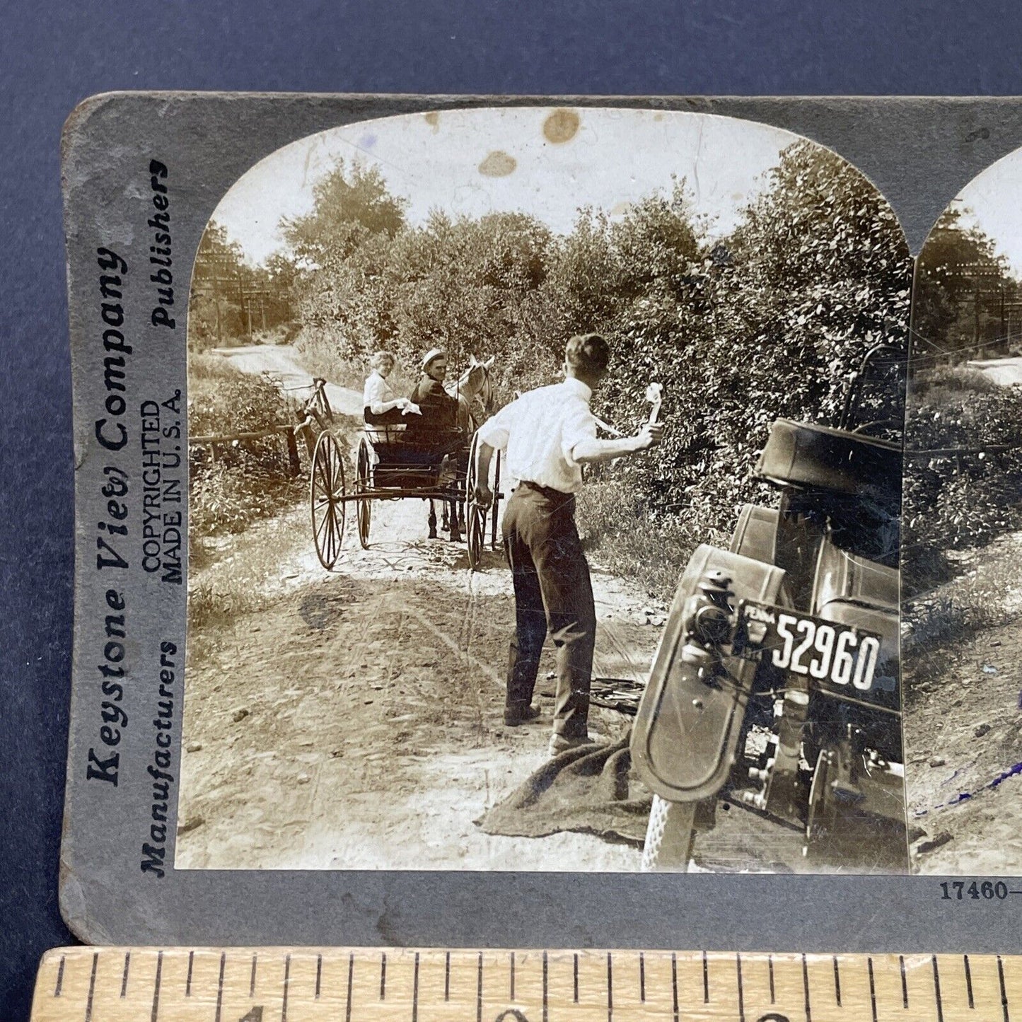 Antique 1905 Motorist Steals Wife From Husband Stereoview Photo Card P2671