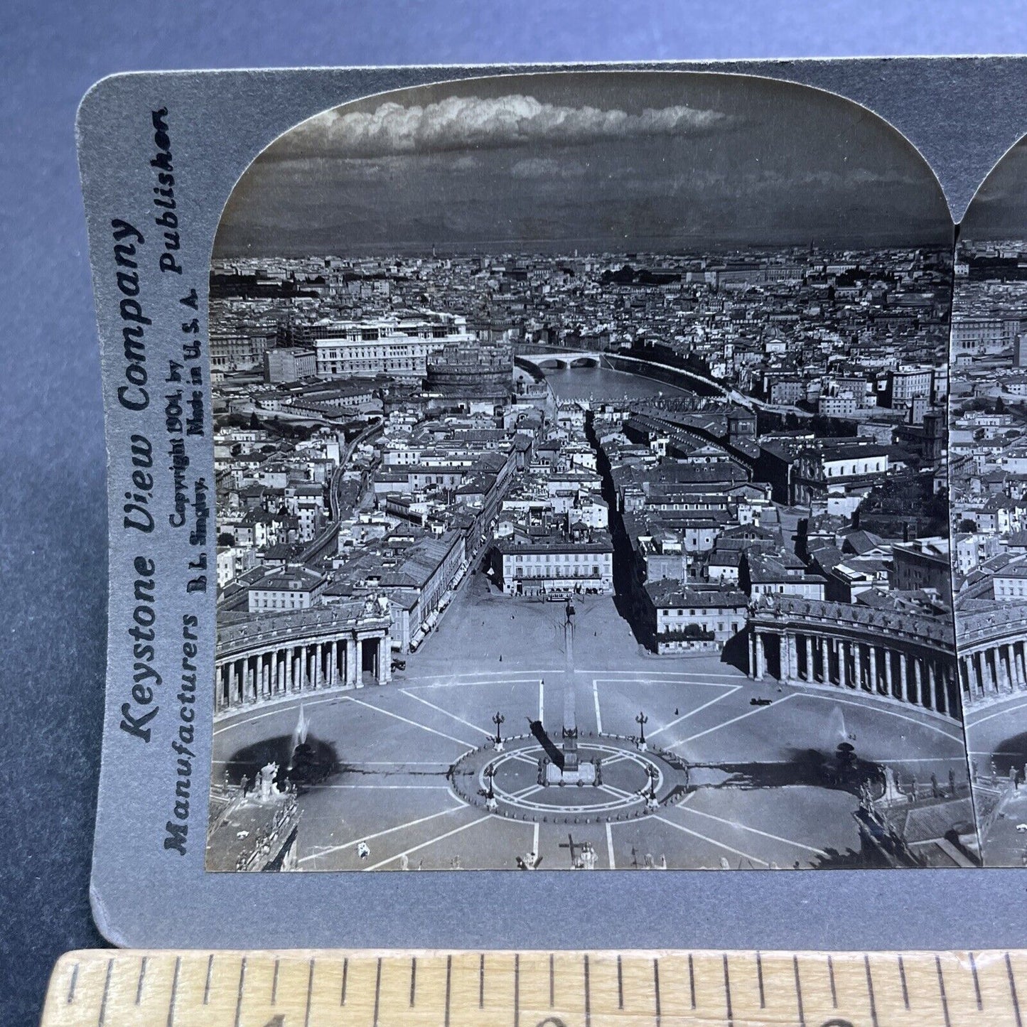 Antique 1904 The City Of Rome Italy Downtown View Stereoview Photo Card V2858