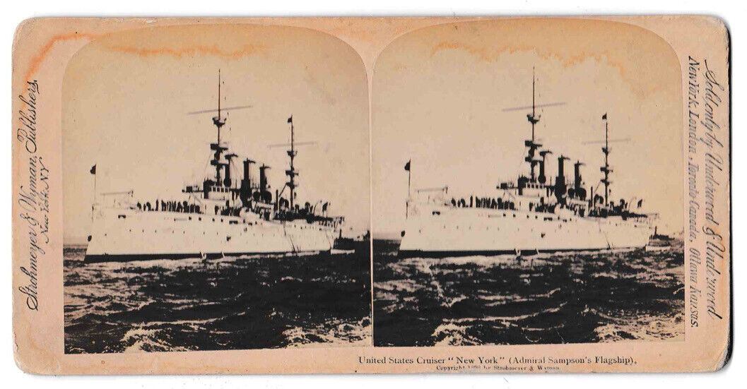 Antique 1898 United States Naval Cruiser 'New York' US Navy Photo Card P001
