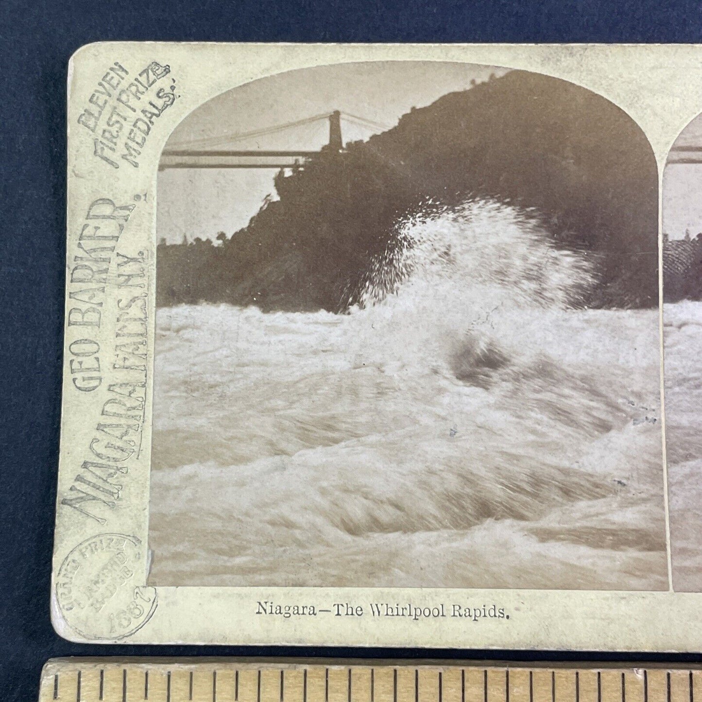 Niagara Falls Whirlpool Rapids Stereoview George Barker Antique c1889 Y2601