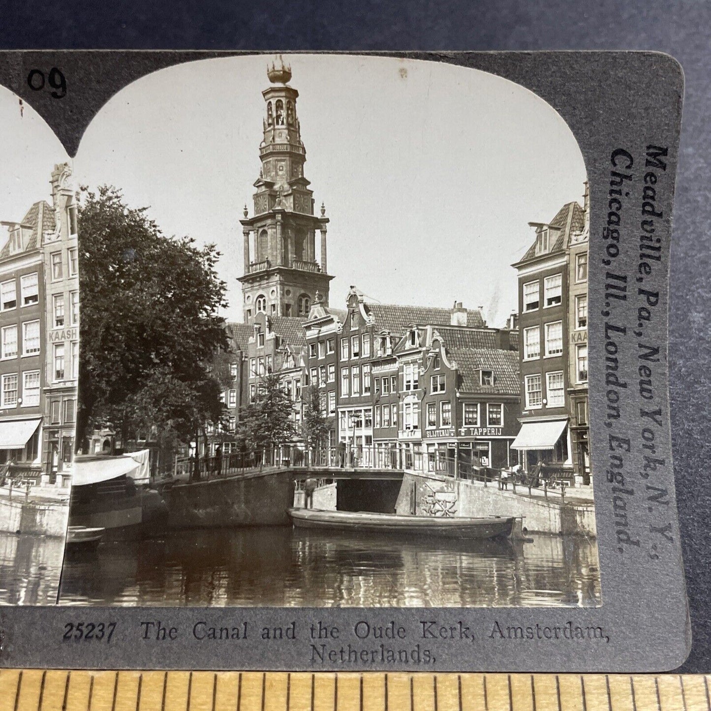 Antique 1910s Main Street In Amsterdam Netherlands Stereoview Photo Card P5136