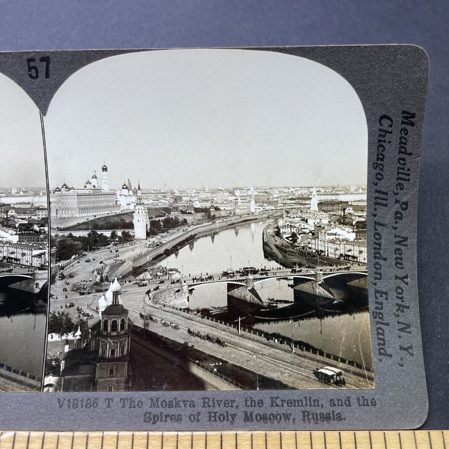 Antique 1918 The Kremlin Moscow Russia City View Stereoview Photo Card P2738