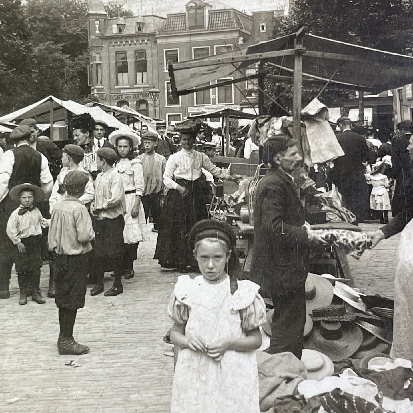 Haarlem Market North Holland Stereoview Netherlands Antique c1909 X3165