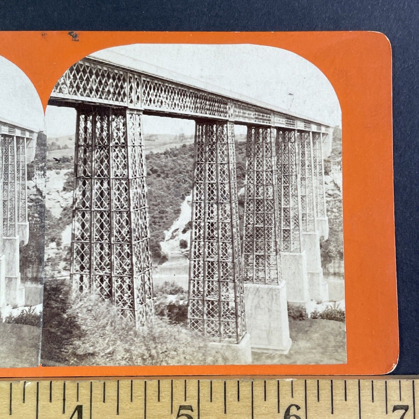 Grand Frey Viaduct Fribourg Switzerland Stereoview Antique c1865 X3200