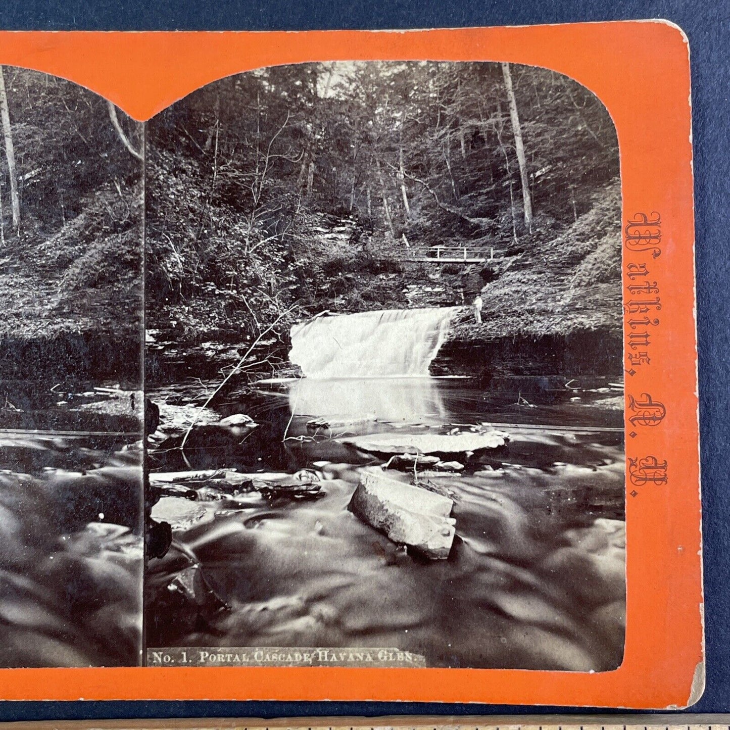 Portal Falls Watkins Glen New York NY Stereoview R.D. Crum Antique c1870 Y1033