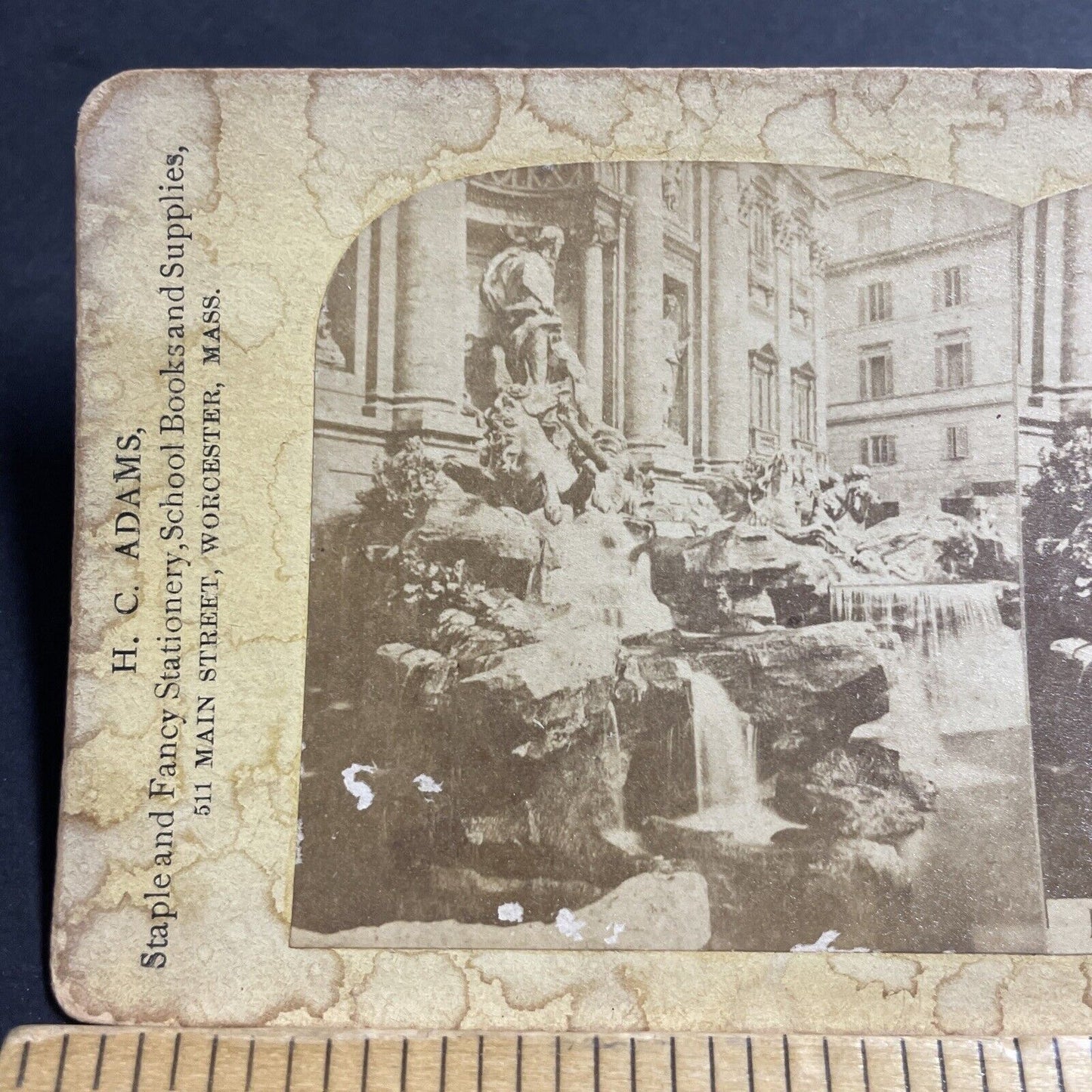 Antique 1880s The Trevi Fountain In Rome Italy Stereoview Photo Card P5167