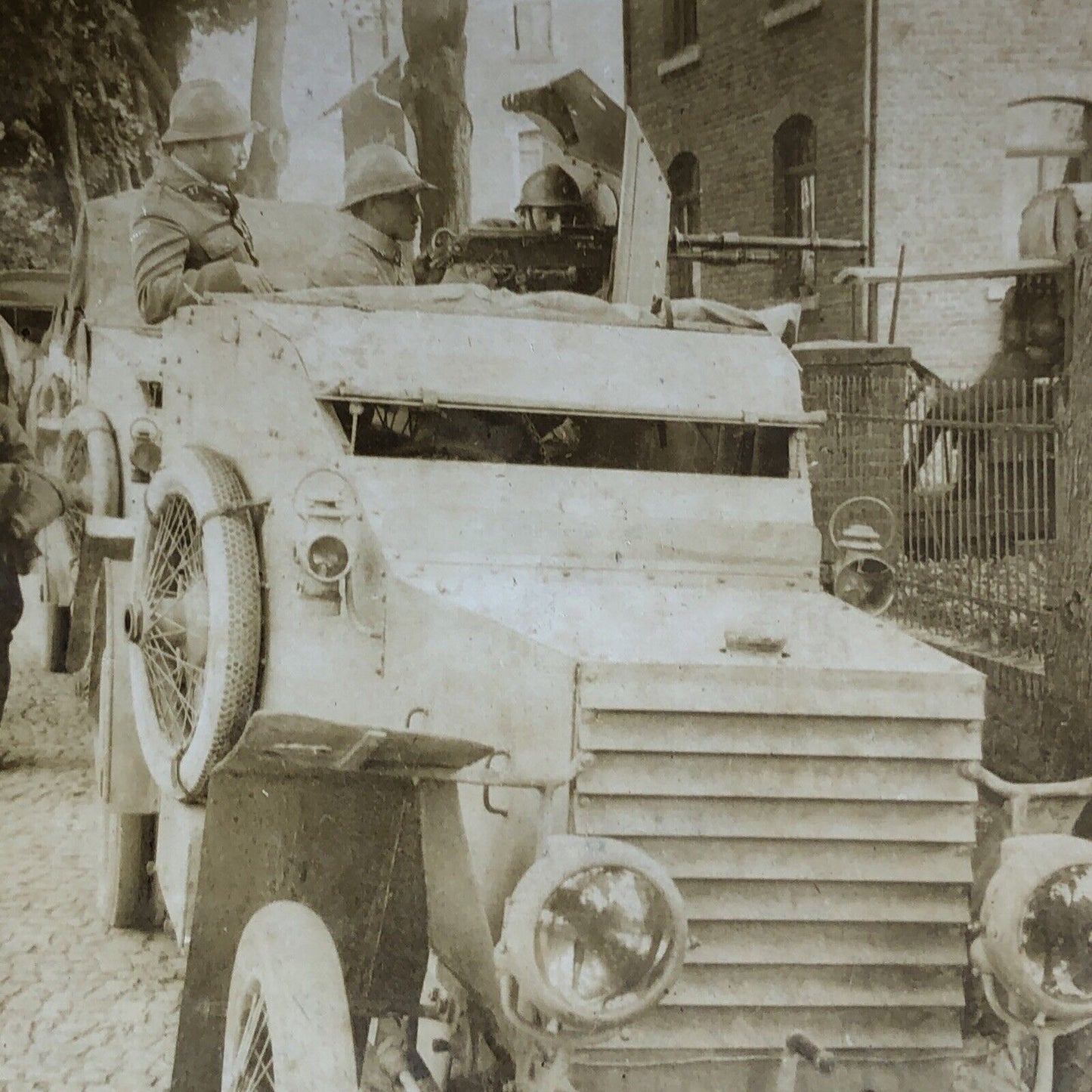 Antique 1917 US Armored Car WW1 Montabaur France Stereoview Photo Card P2024