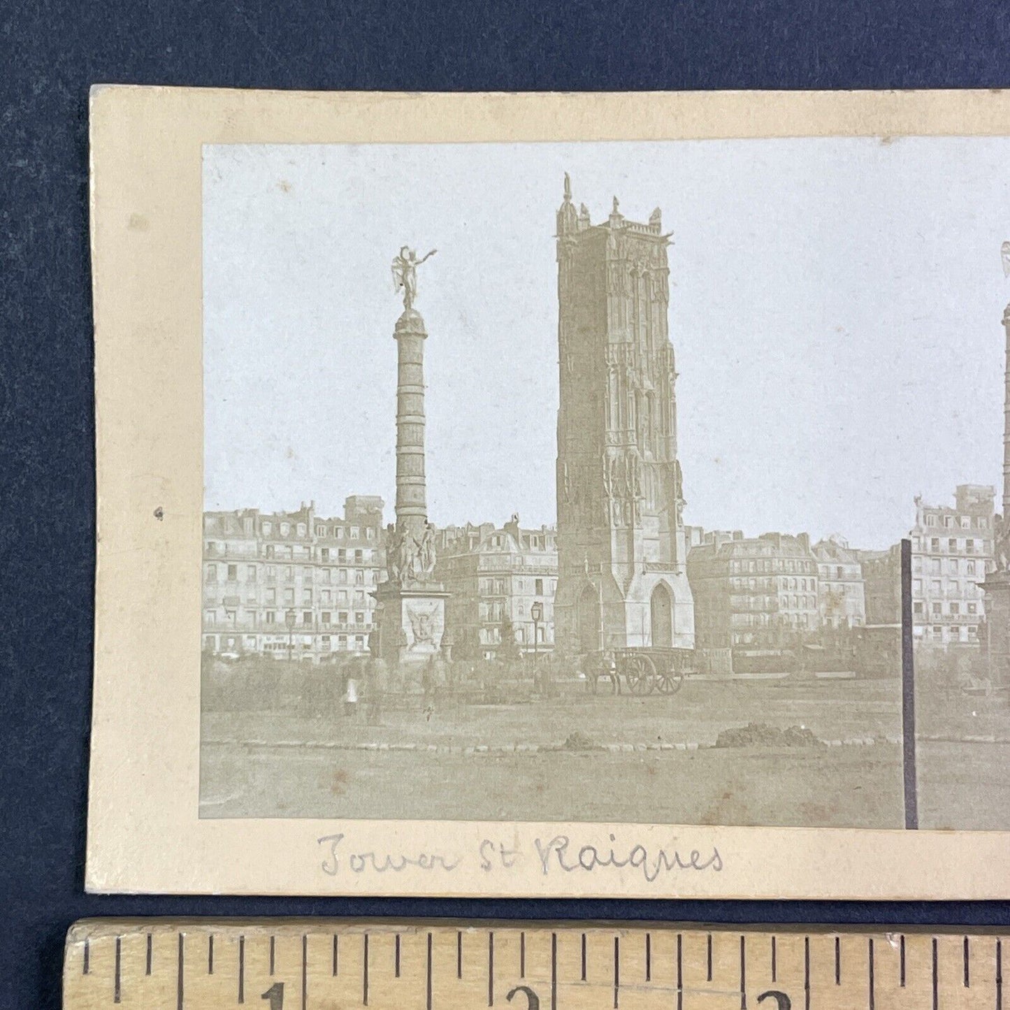 St. Jacques Gothic Tower Paris France Stereoview Antique c1855 Y1106