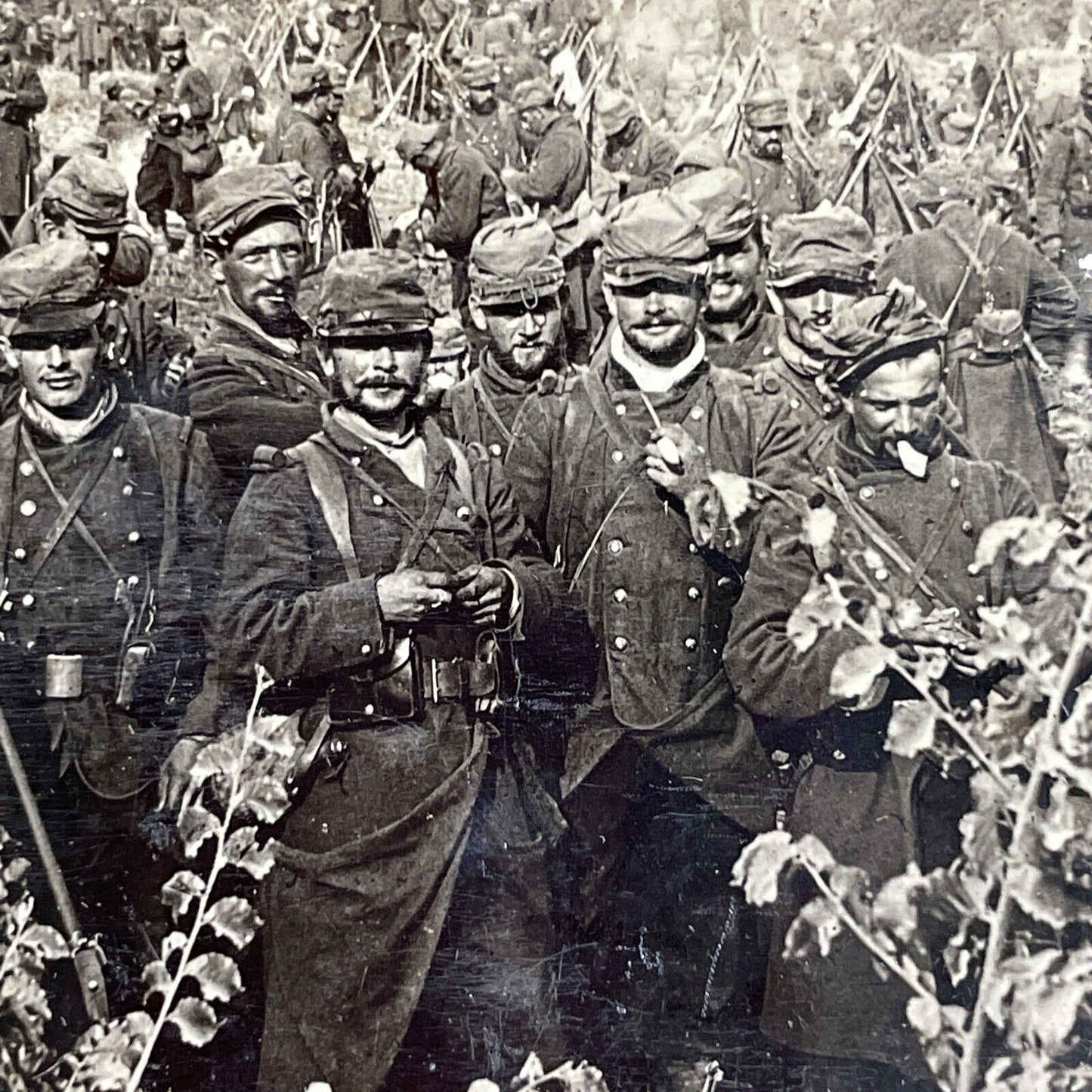 Antique 1916 WW1 French Infantry Prepare To Charge Stereoview Photo Card P4912