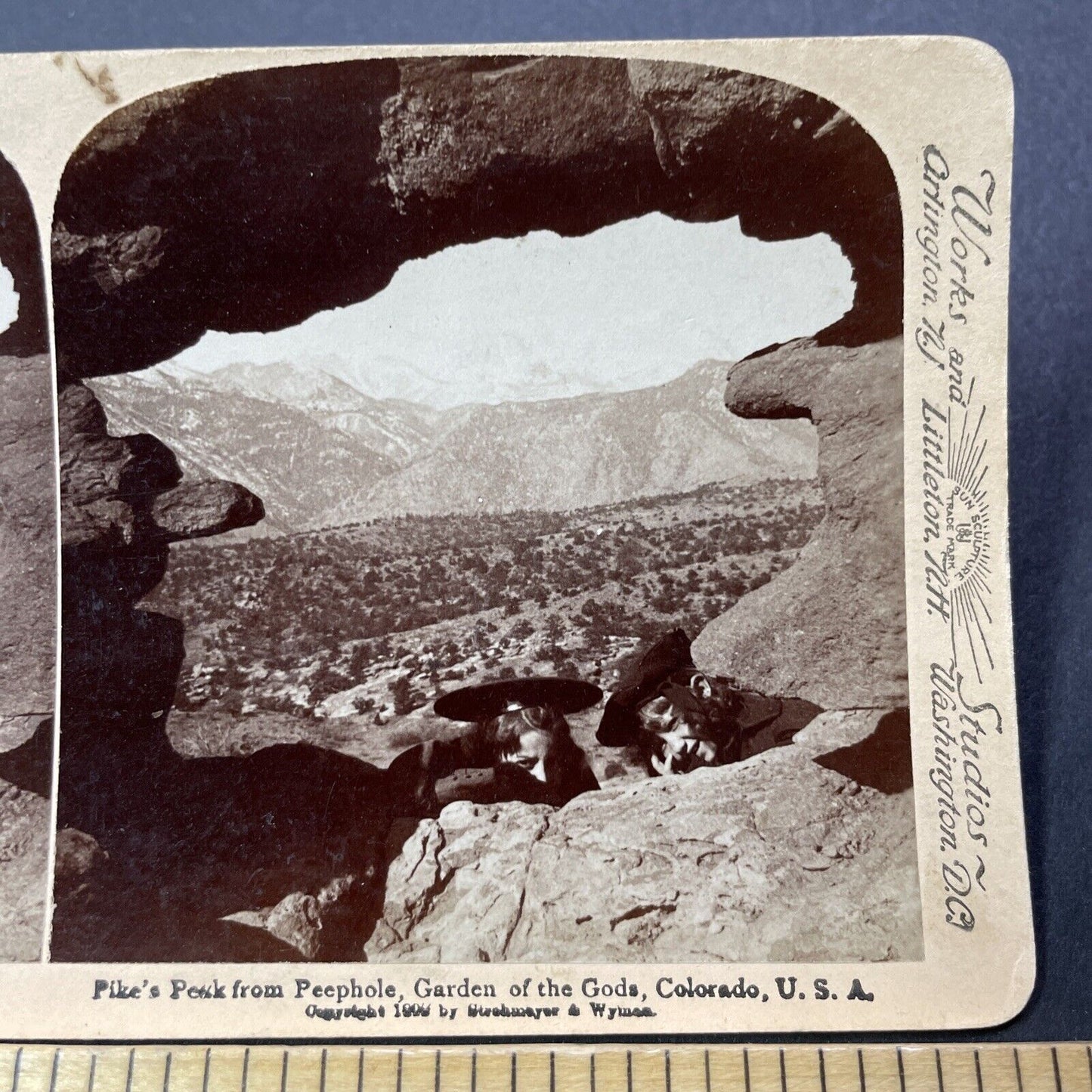 Antique 1900 Garden Of The Gods Pikes Peak Colorado Stereoview Photo Card V3256