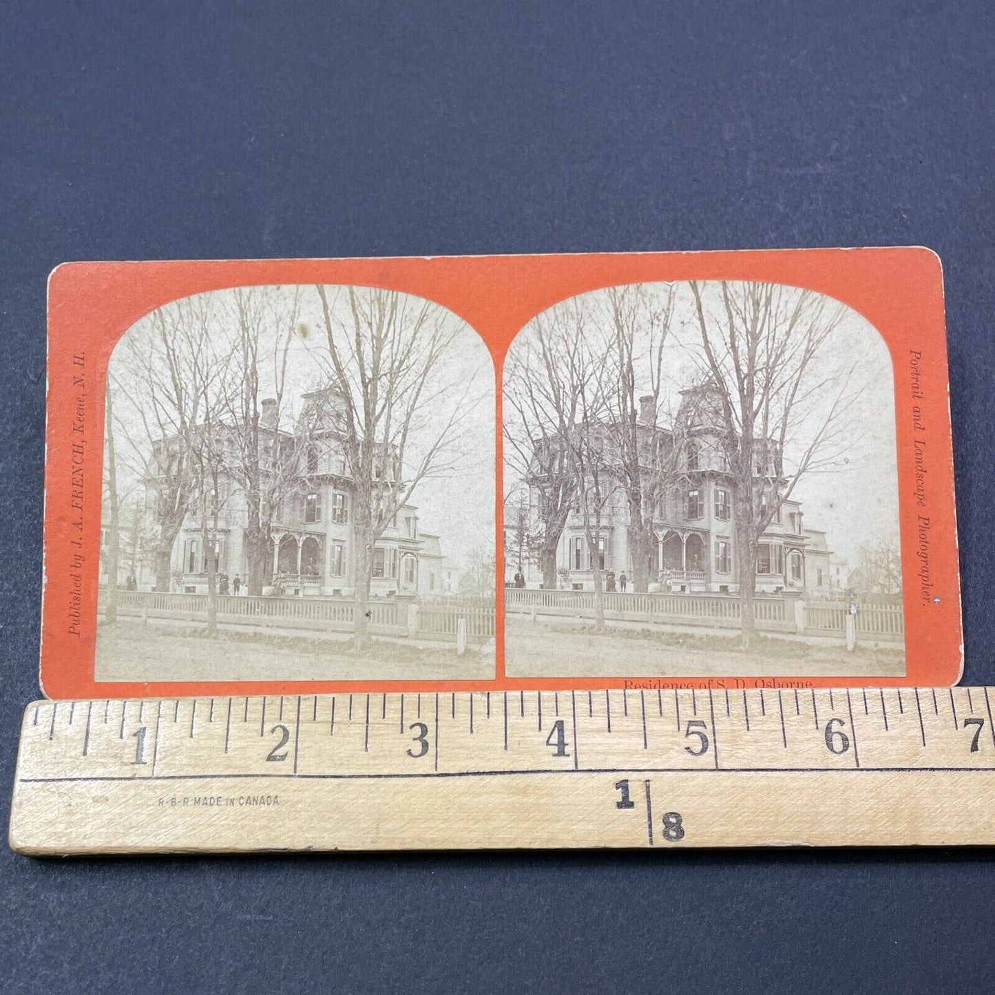 Antique 1860s Stephen Decatur Osborne House Keene NH Stereoview Photo Card V2085