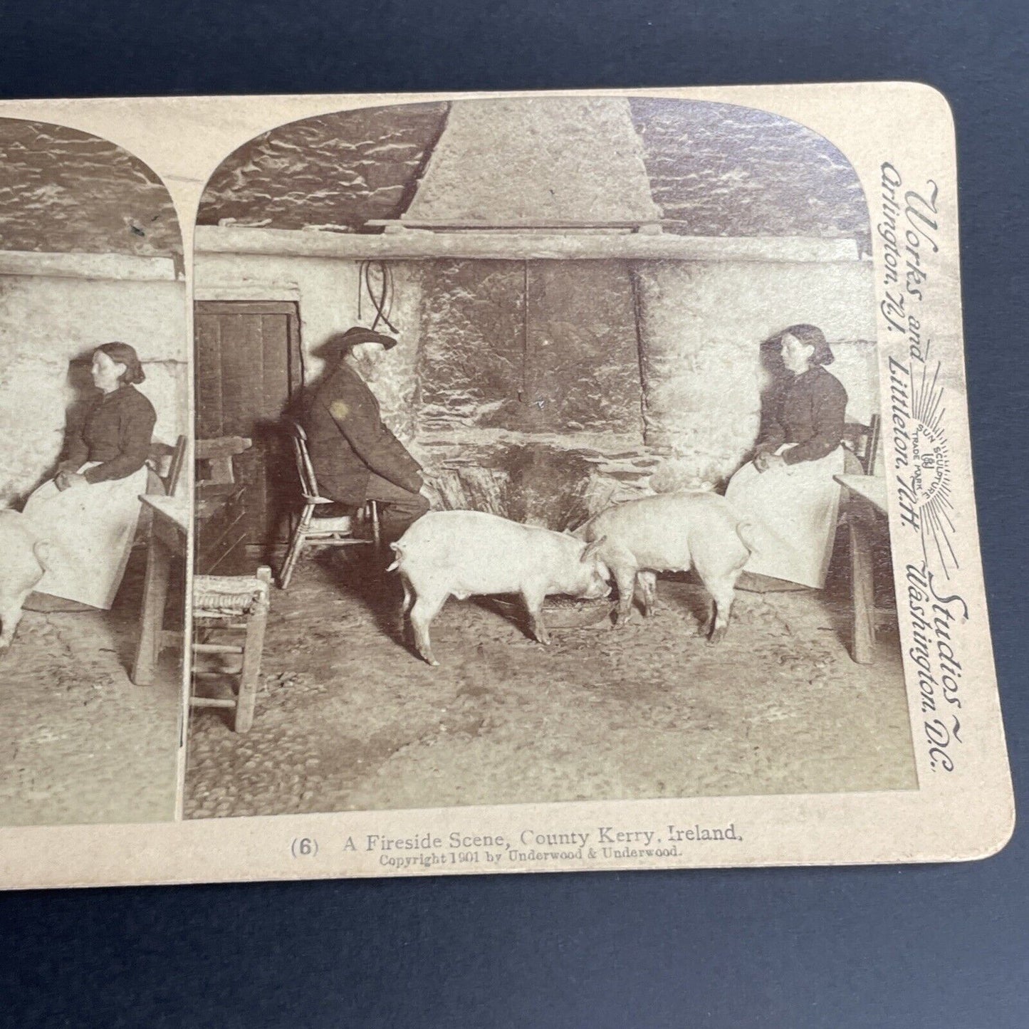 Antique 1901 County Kerry Ireland Farmers Stereoview Photo Card PC766