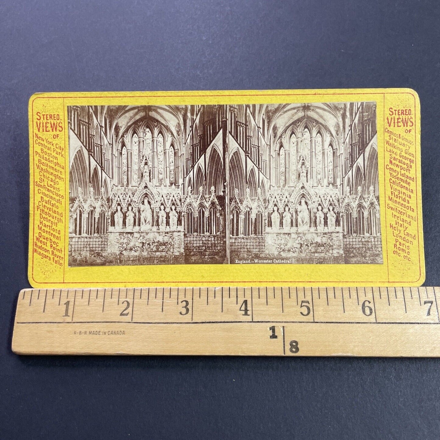 Antique 1870s Worcester Cathedral Church England Stereoview Photo Card P4109