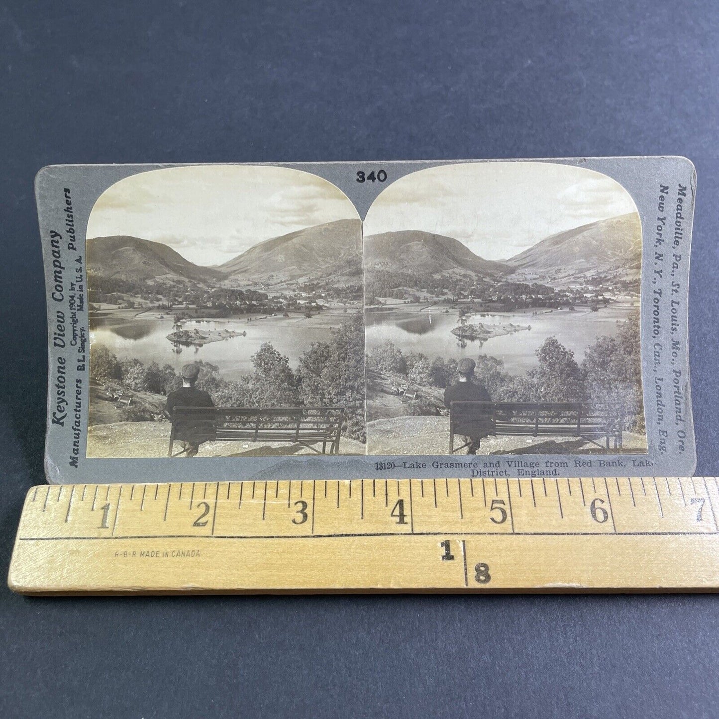 Antique 1904 Lake Grasmere From Red Bank England Stereoview Photo Card P2163