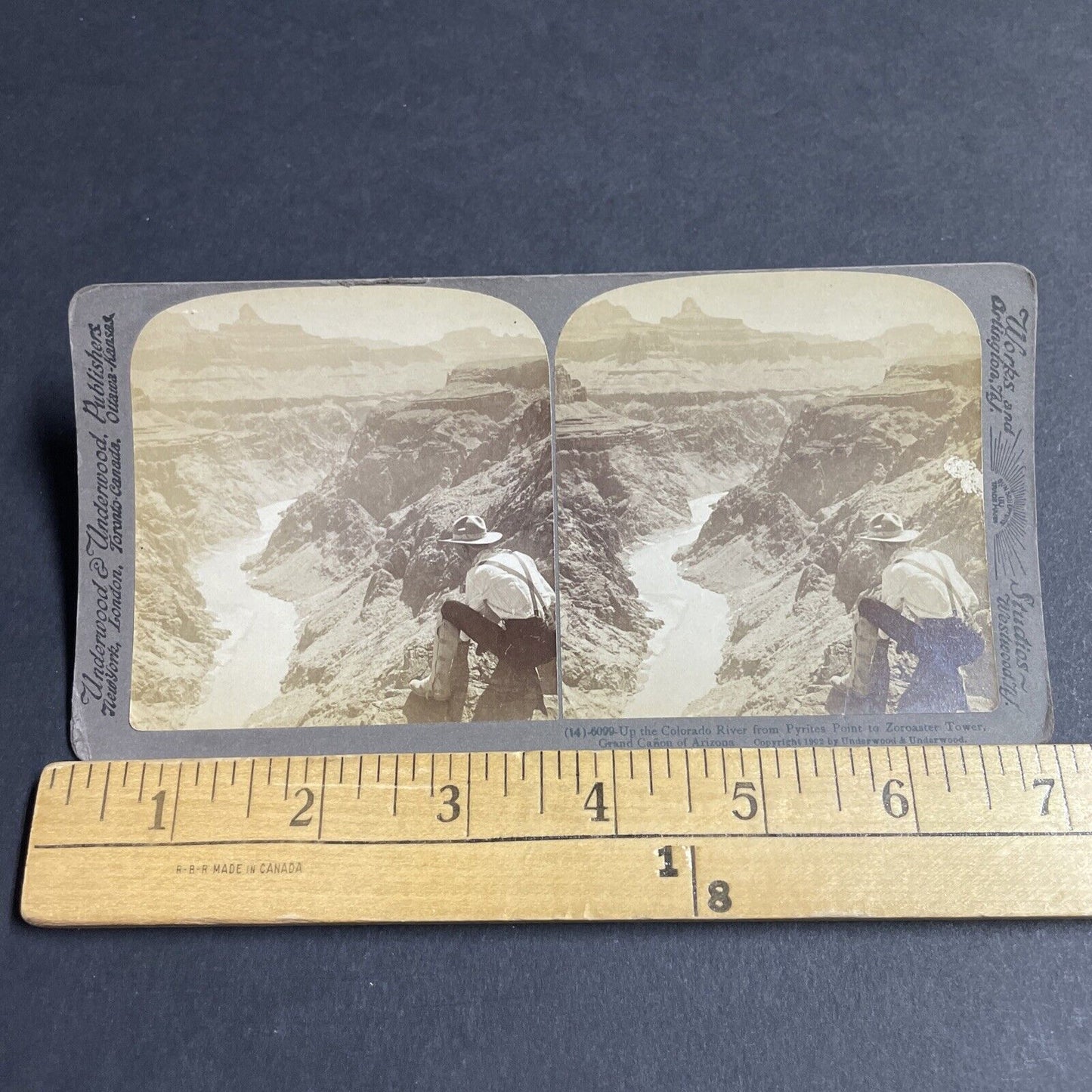 Antique 1902 The Colorado River Grand Canyon Arizona Stereoview Photo Card P4878