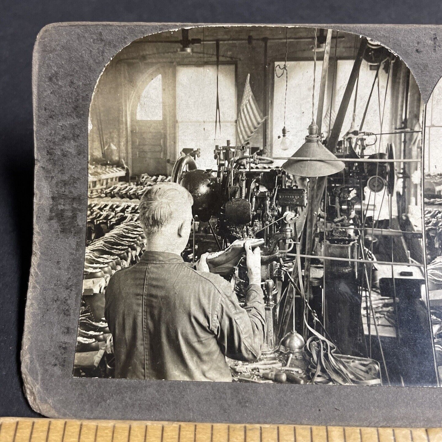 Antique 1920s Handmade Shoe Factory Rochester NY Stereoview Photo Card P4270
