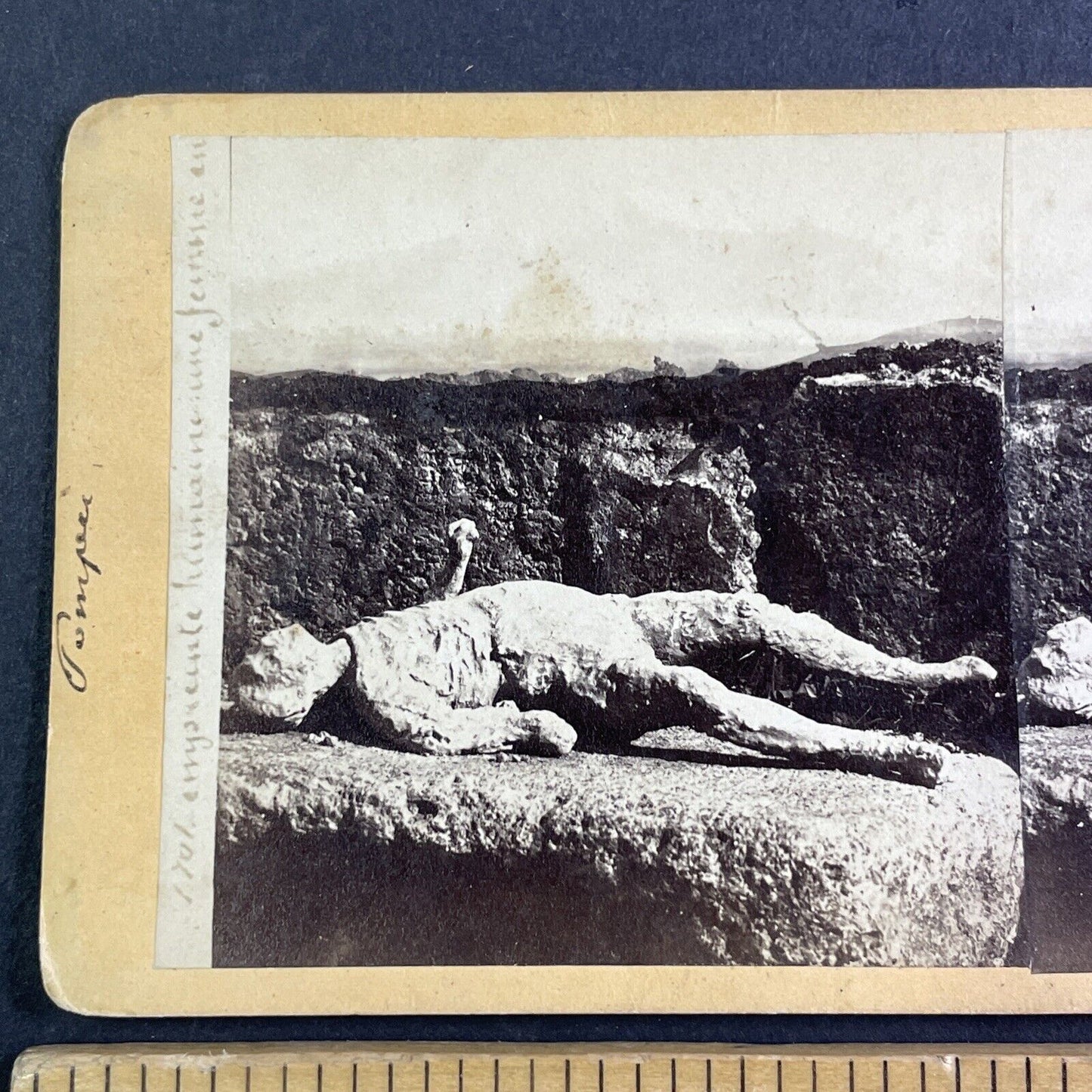 Woman Dead Pompeii Volcano Stereoview Michele Amodio Antique c1863 X3273