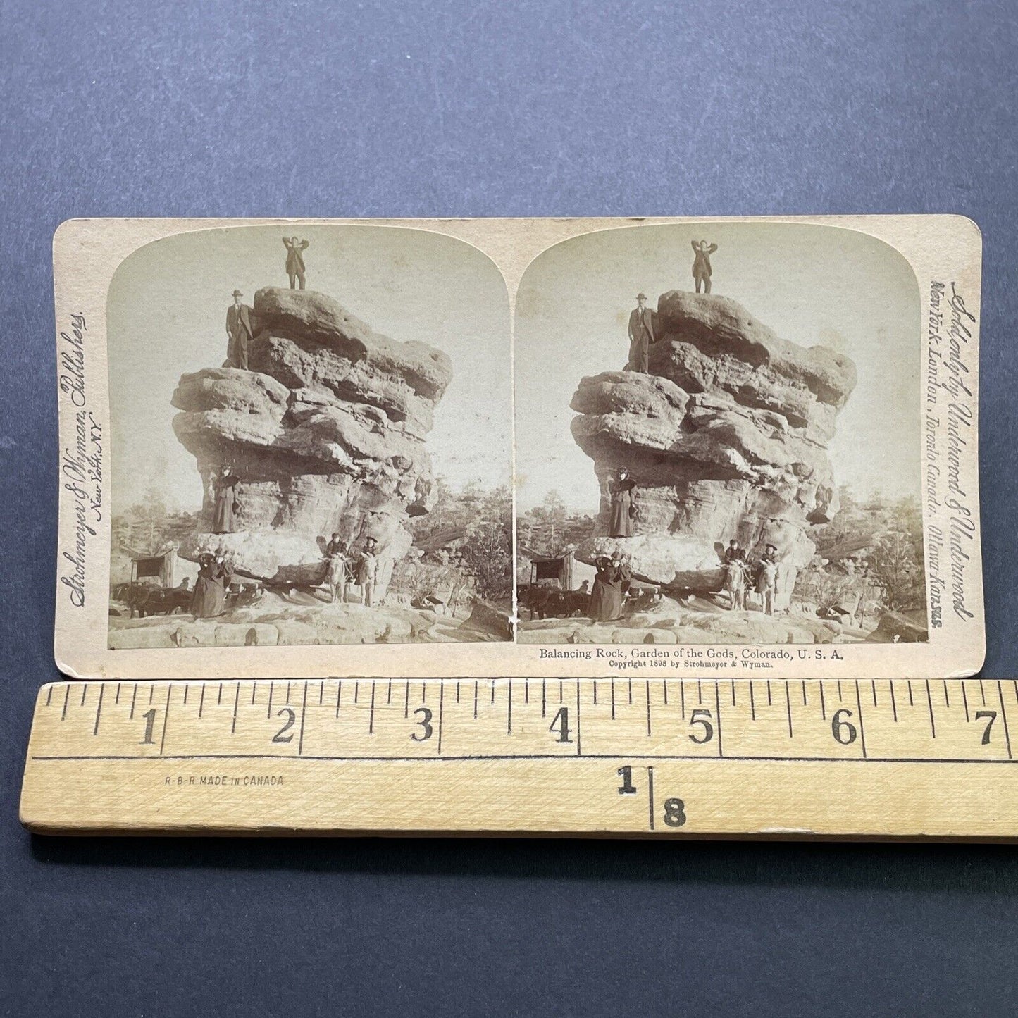 Antique 1898 Balanced Rock Colorado Springs CO Stereoview Photo Card P2415