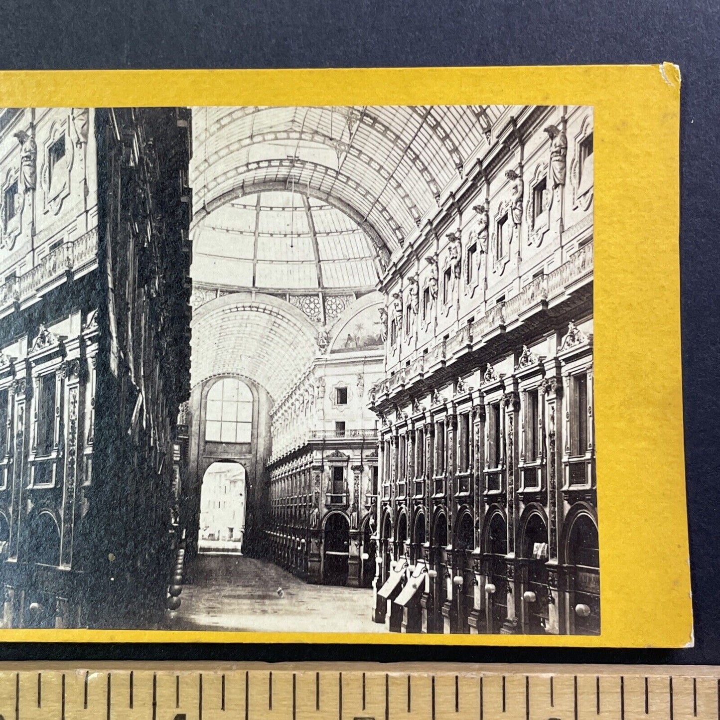 Galleria Vittorio Emanuele II Stereoview Milan Italy Antique c1870 X4229