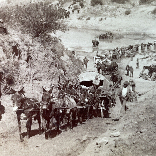 Antique 1901 Boer War Army Travels Up Steep Hill Stereoview Photo Card P3308