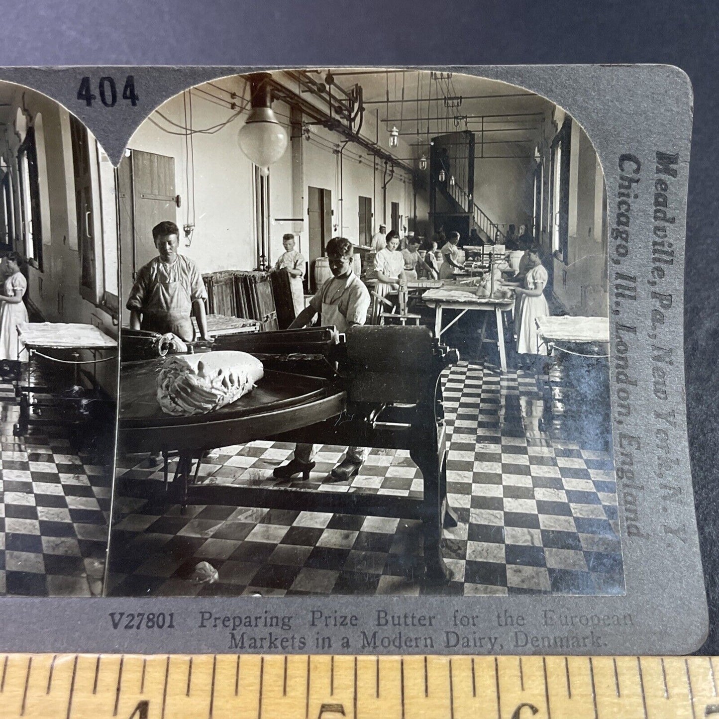 Antique 1910s Butter Factory Copenhagen Denmark Stereoview Photo Card P3669